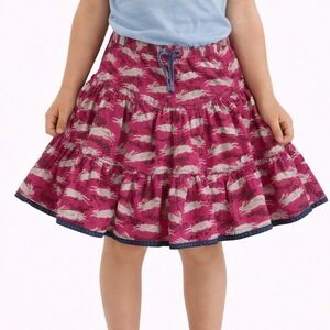 Mini Boden Girls 5-6 Years Pink Bunny Print Easter Corduroy Skirt